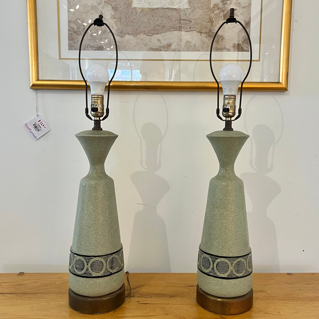 Pale Green Plasto Table Lamp w/Textured Shade