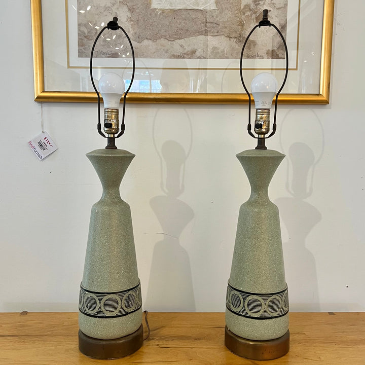 Pale Green Plasto Table Lamp w/Textured Shade