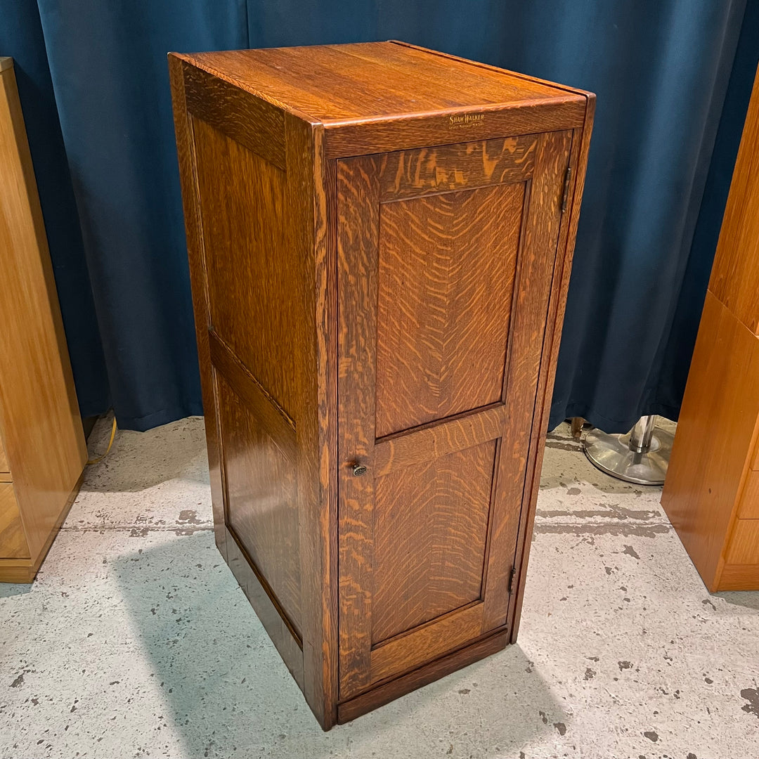 Antique Shaw Walker Solid Oak Storage Cabinet