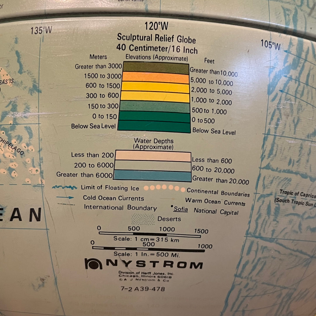 Vintage Nystrom 16” Relief Globe (1)