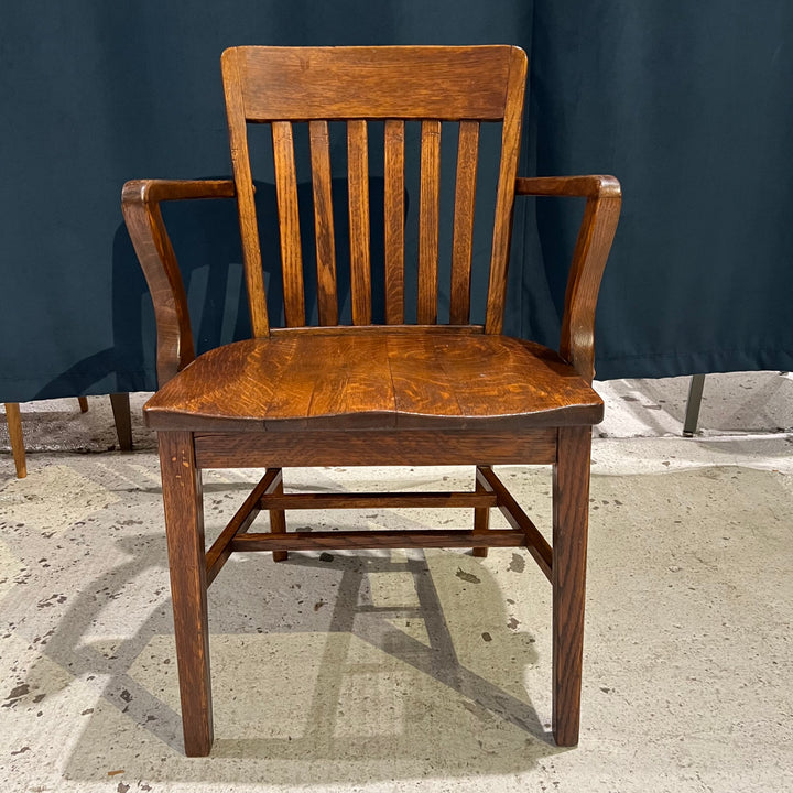 1920s Solid Oak Slat Back Armchair #2