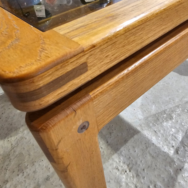 Teak Floating Glass Top Side Table