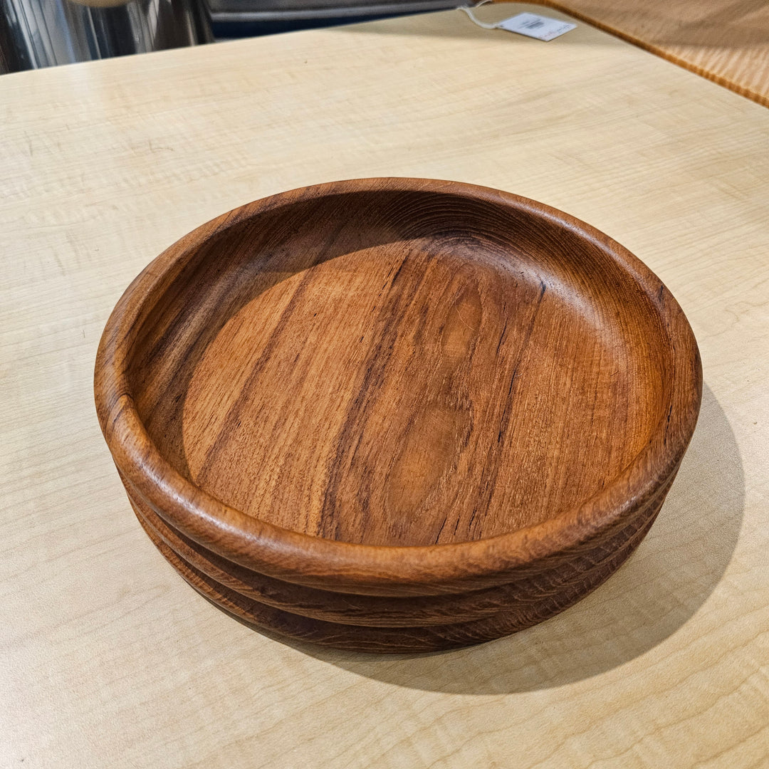 Shallow Ribbed Teak Serving Bowl by Kalmar