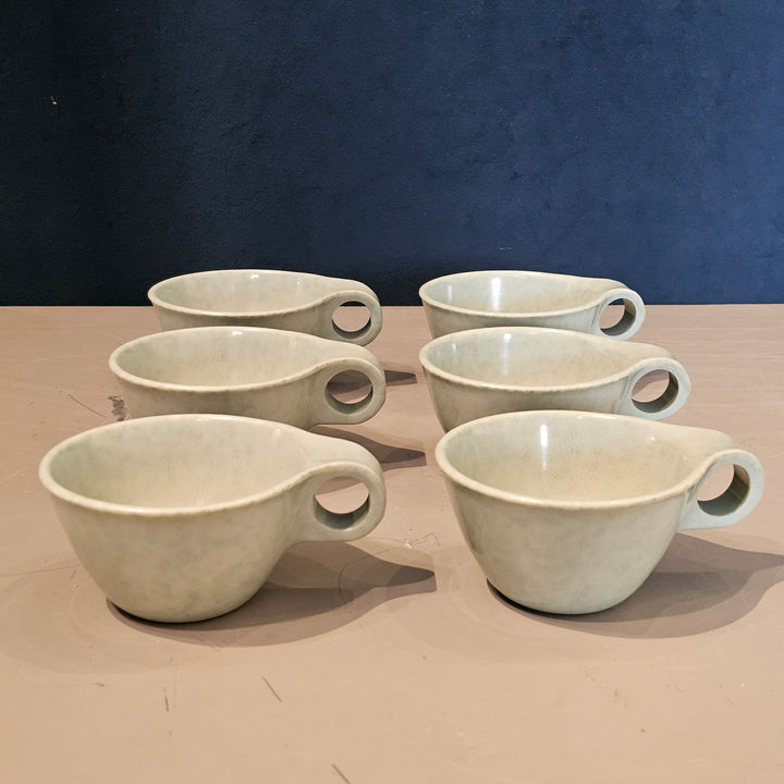 (6) Russel Wright 'Residential' Turquoise Melamine Coffee Cups