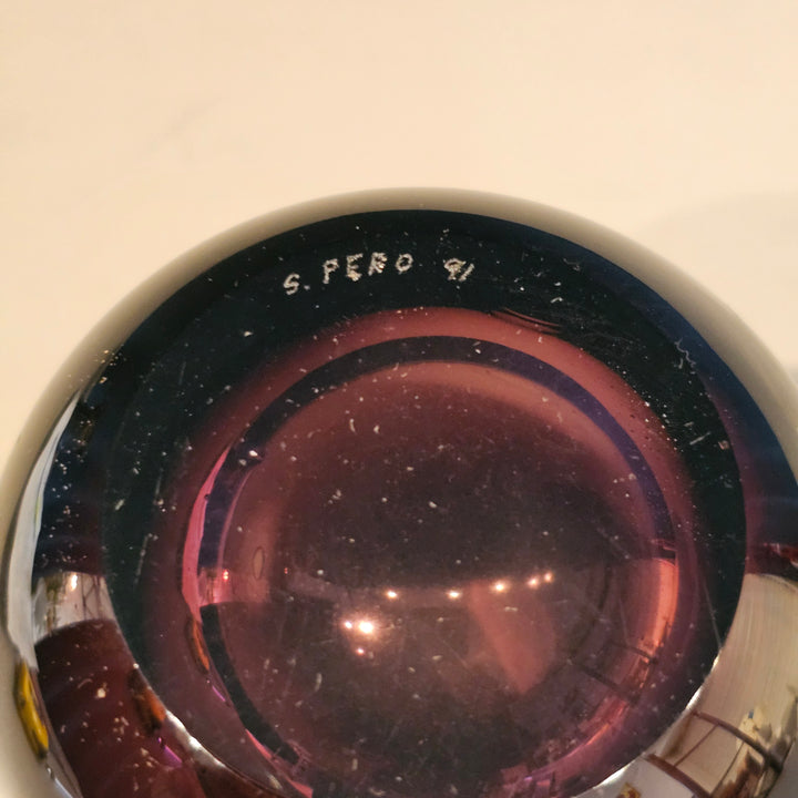 5" Signed Aubergine Art Glass Vase