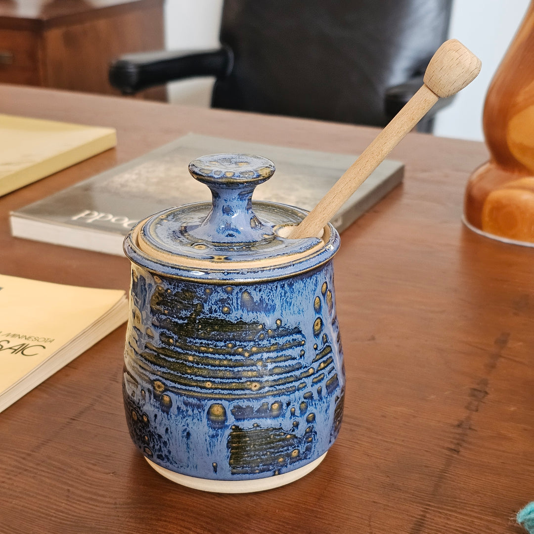 Stoneware Signed Honey Jar