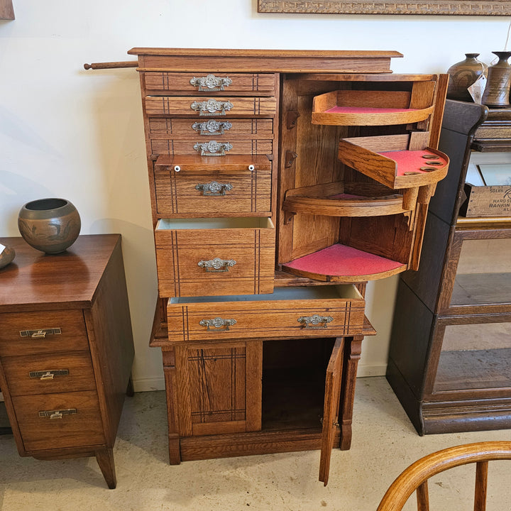 Antique Oak Dental Cabinet