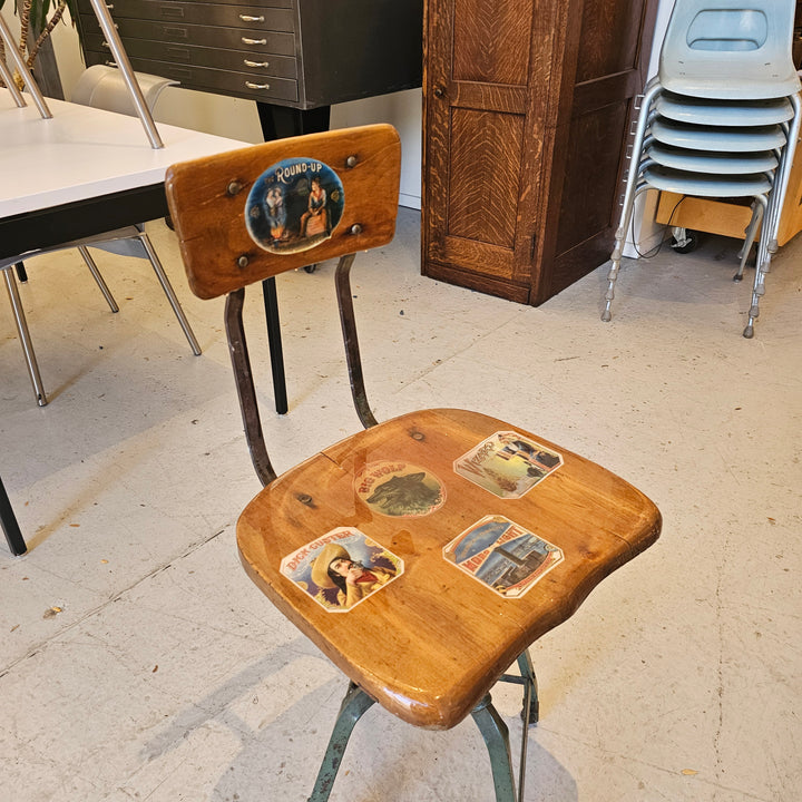 Industrial Decoupaged Stool