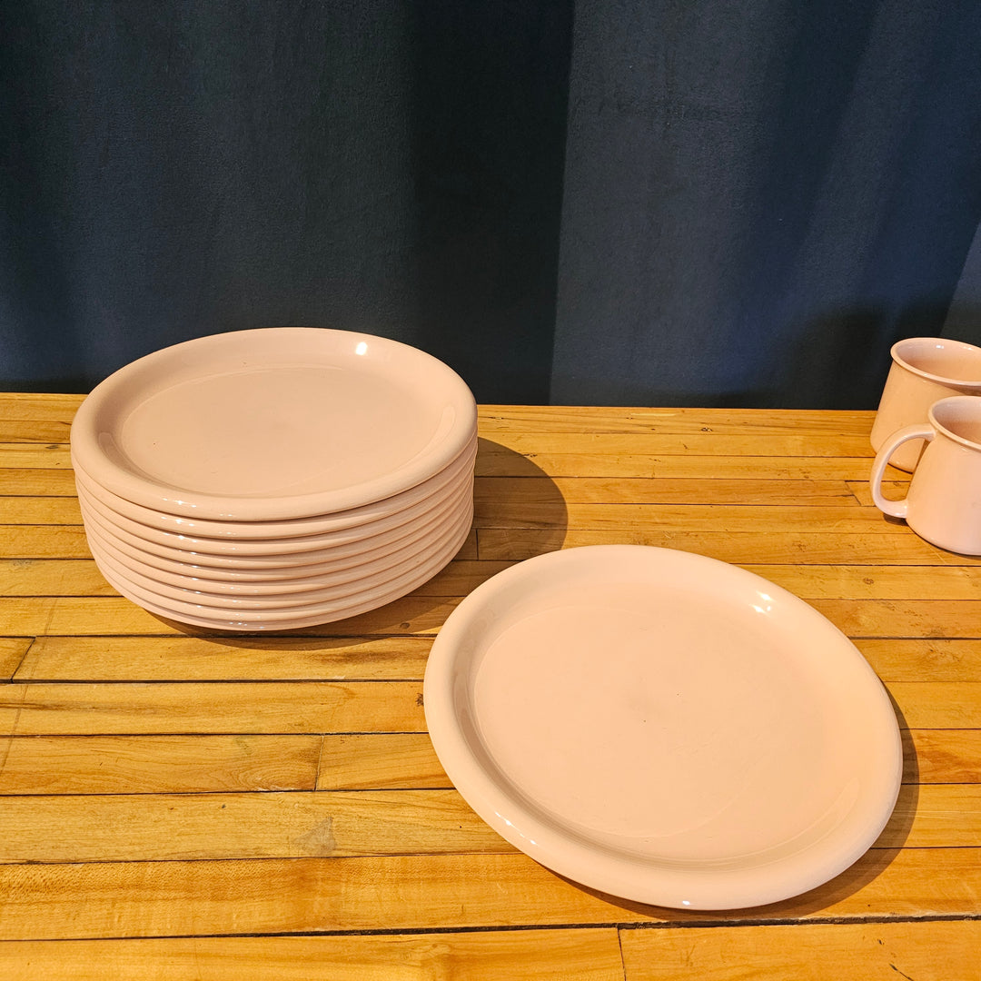 (10) Pink Crown Corning Dinner Plates 10.75"