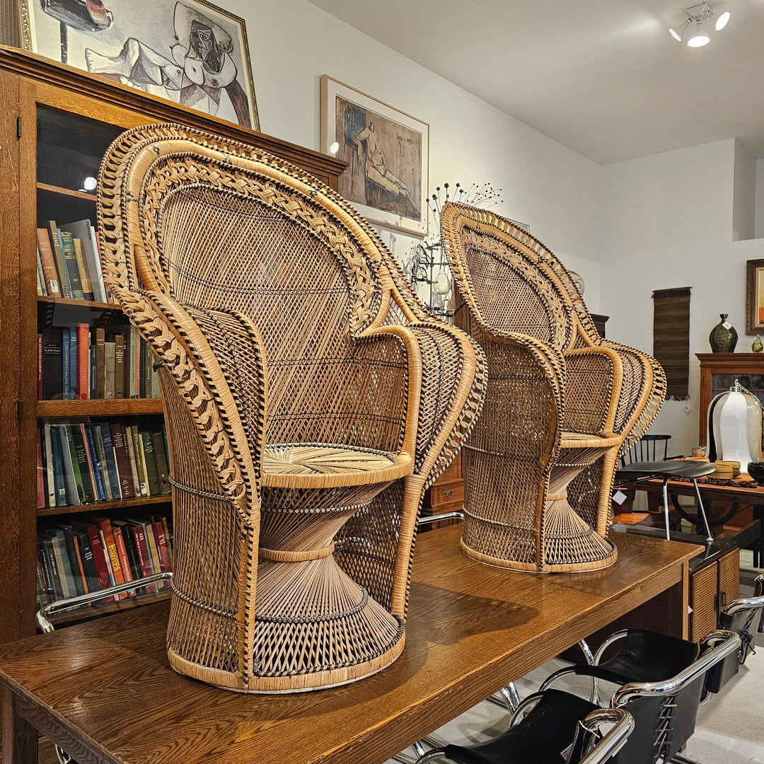 Oversized 1970's Peacock Wicker Chair