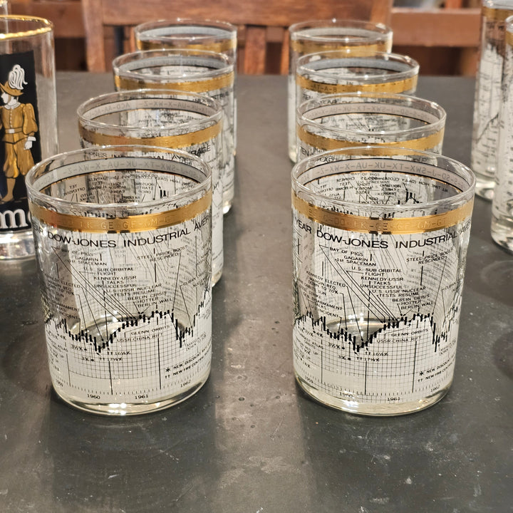 (8) Cera Dow Jones '58-'68 Double Rocks Glasses