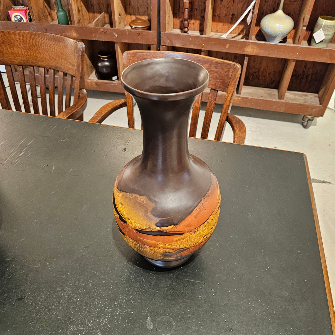 Royal Haeger Large Bulbous Earth Wrap Flared Neck Vase