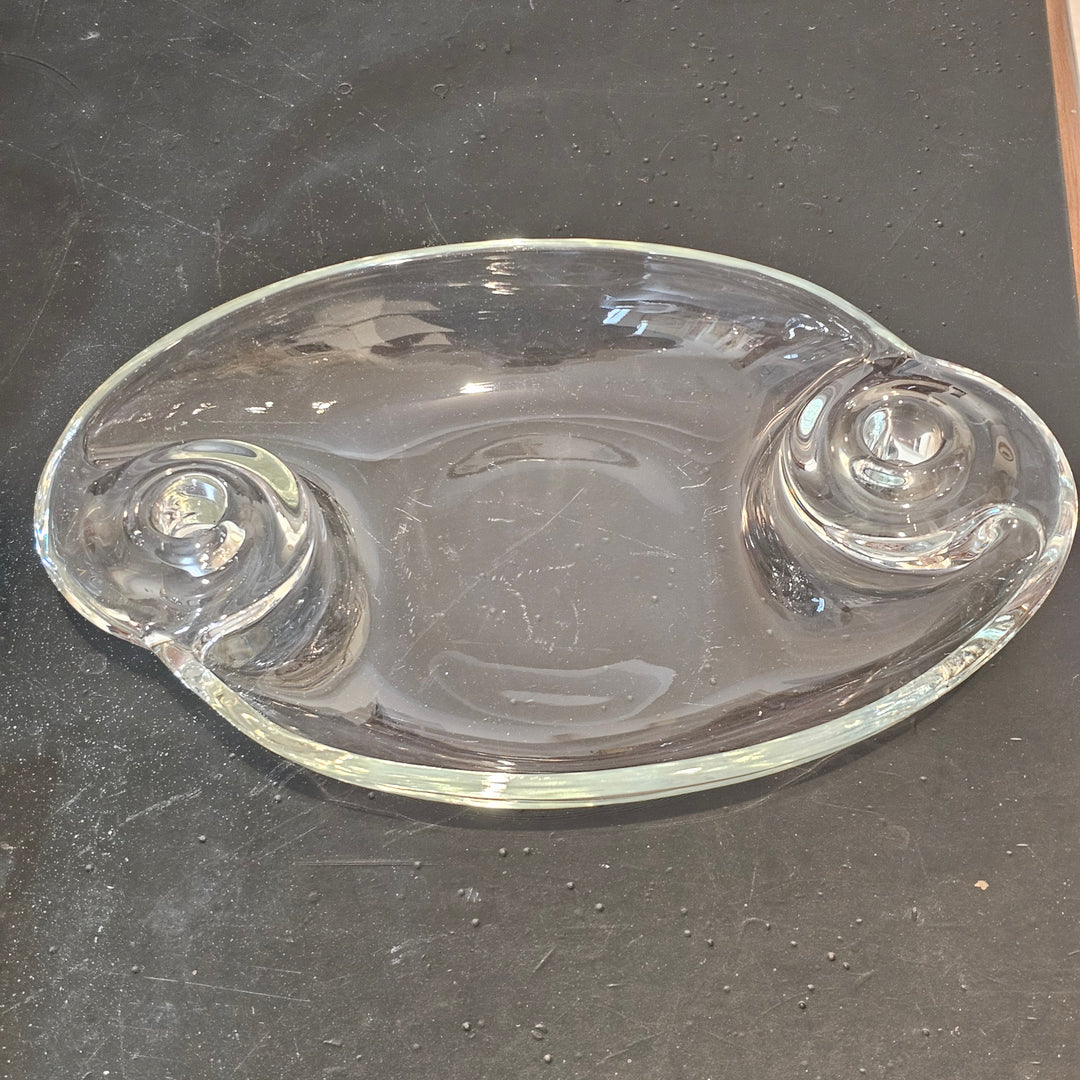 Vintage Glass Centerpiece Bowl w/Double Candleholders