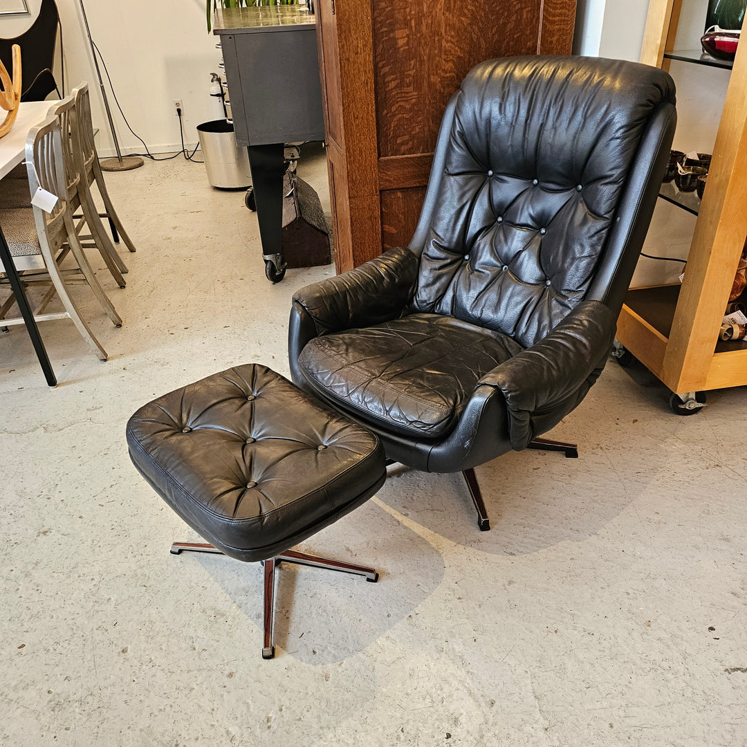 Leather Armchair & Ottoman