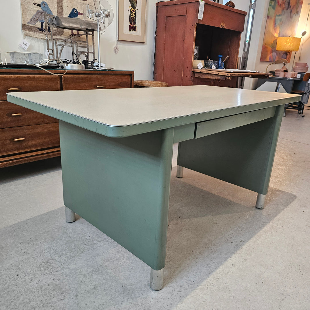 Globe Wernicke Green Metal Table w/ Drawer