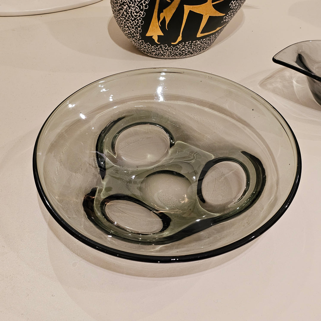 Shallow Smoke Glass Bowl