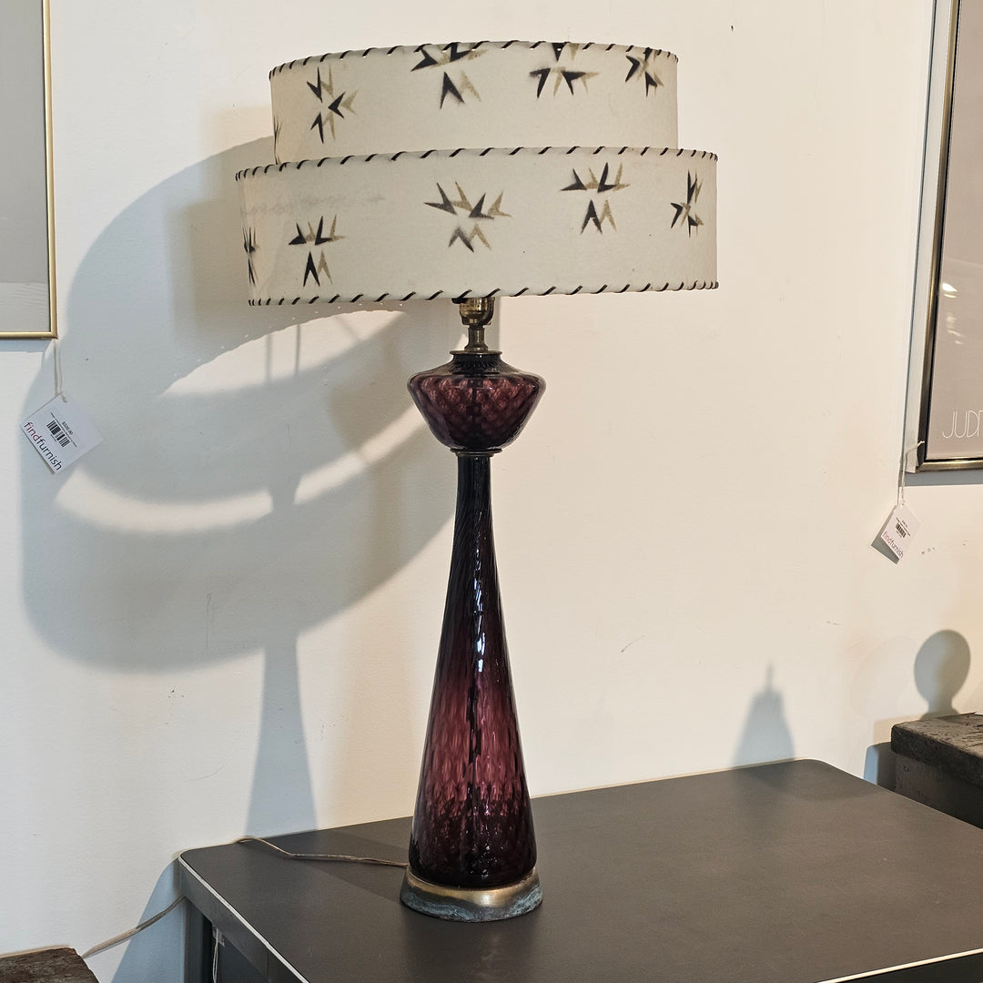 Tall MCM Empoli Glass Lamp w/ Shade