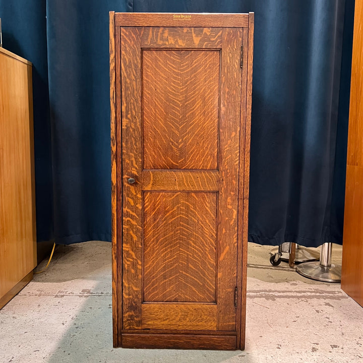 Antique Shaw Walker Solid Oak Storage Cabinet