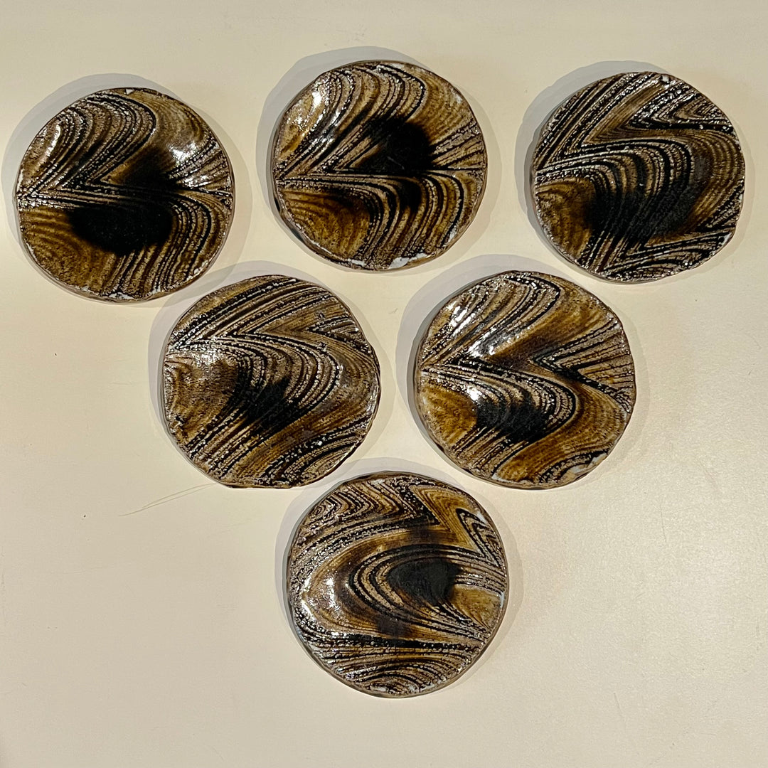Set of 6 1960s Japanese Studio Pottery 6.5” Plates