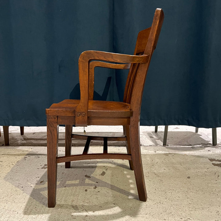 1920s Solid Oak Slat Back Armchair #1