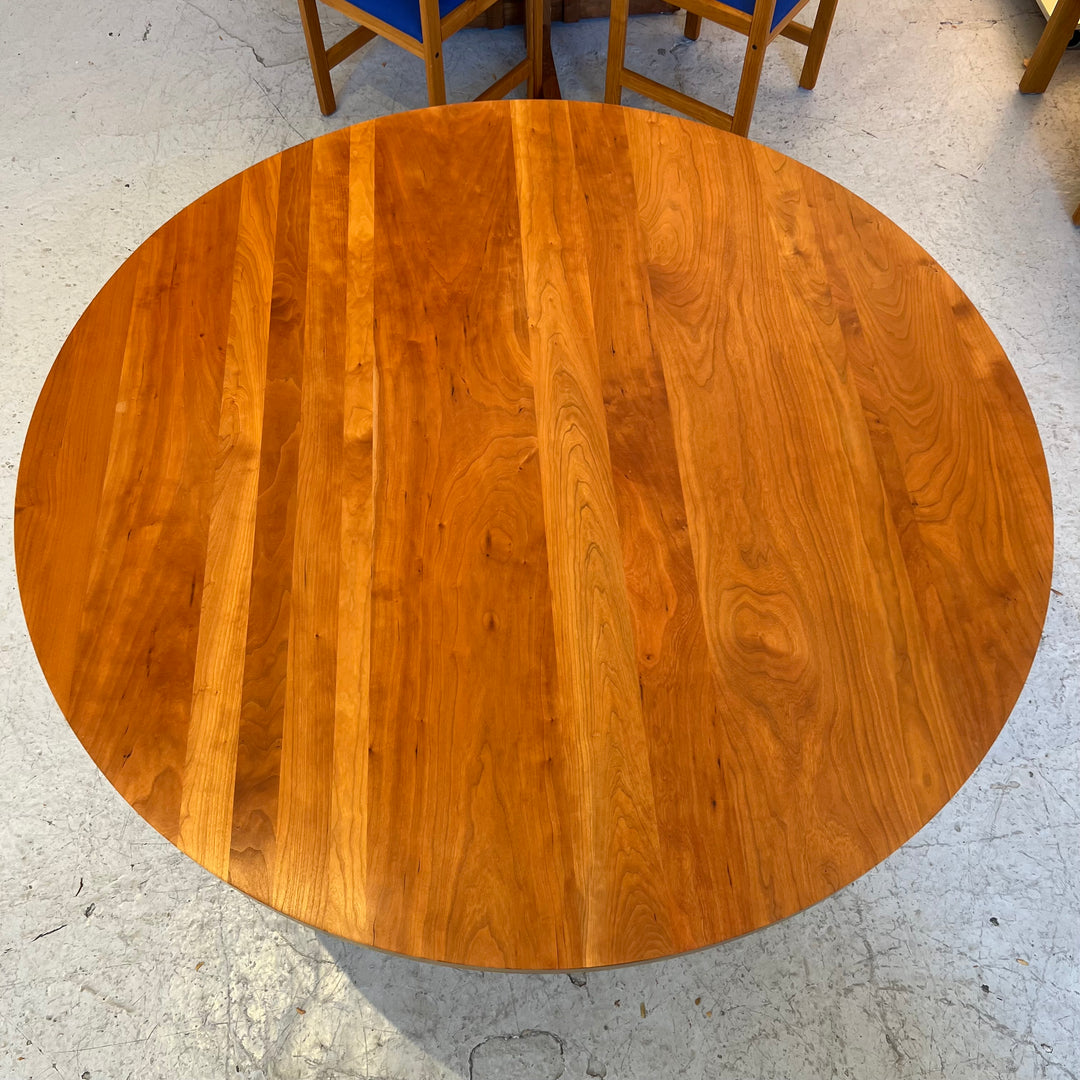 1980s Custom 54” Round Wood Dining Table w/Refinished Top