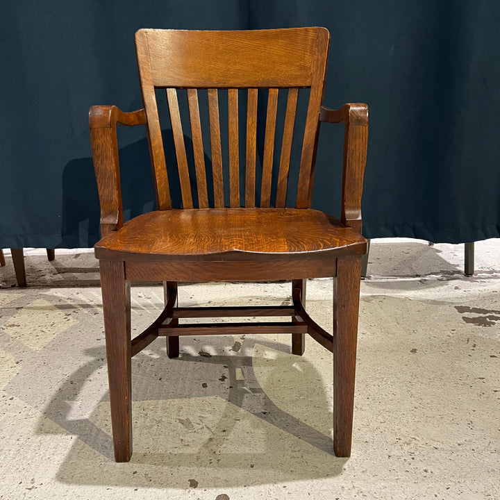 1920s Solid Oak Slat Back Armchair #1