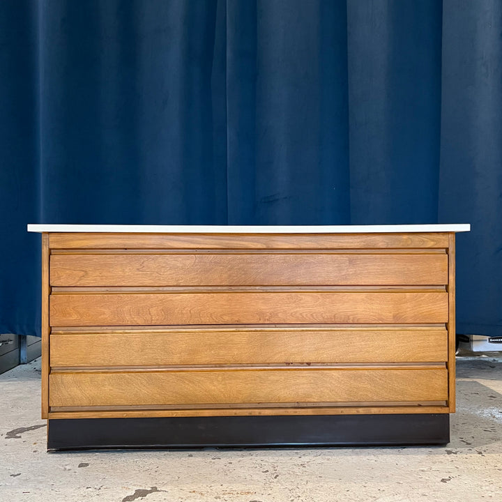 1980s Rolling Wood Flat File w/Laminate Top