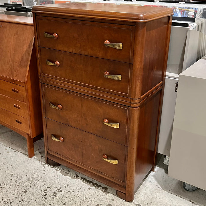 1940s Huntley Deco Walnut Tallboy Dresser