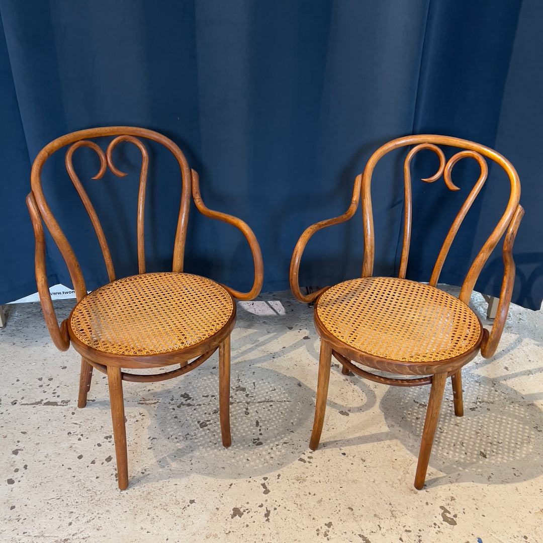 1930s-era Romanian Thonet Bentwood Armchair w/Caned Seat