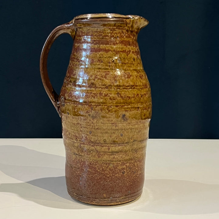 Brown Studio Pottery Ceramic Pitcher, Marked “GC”