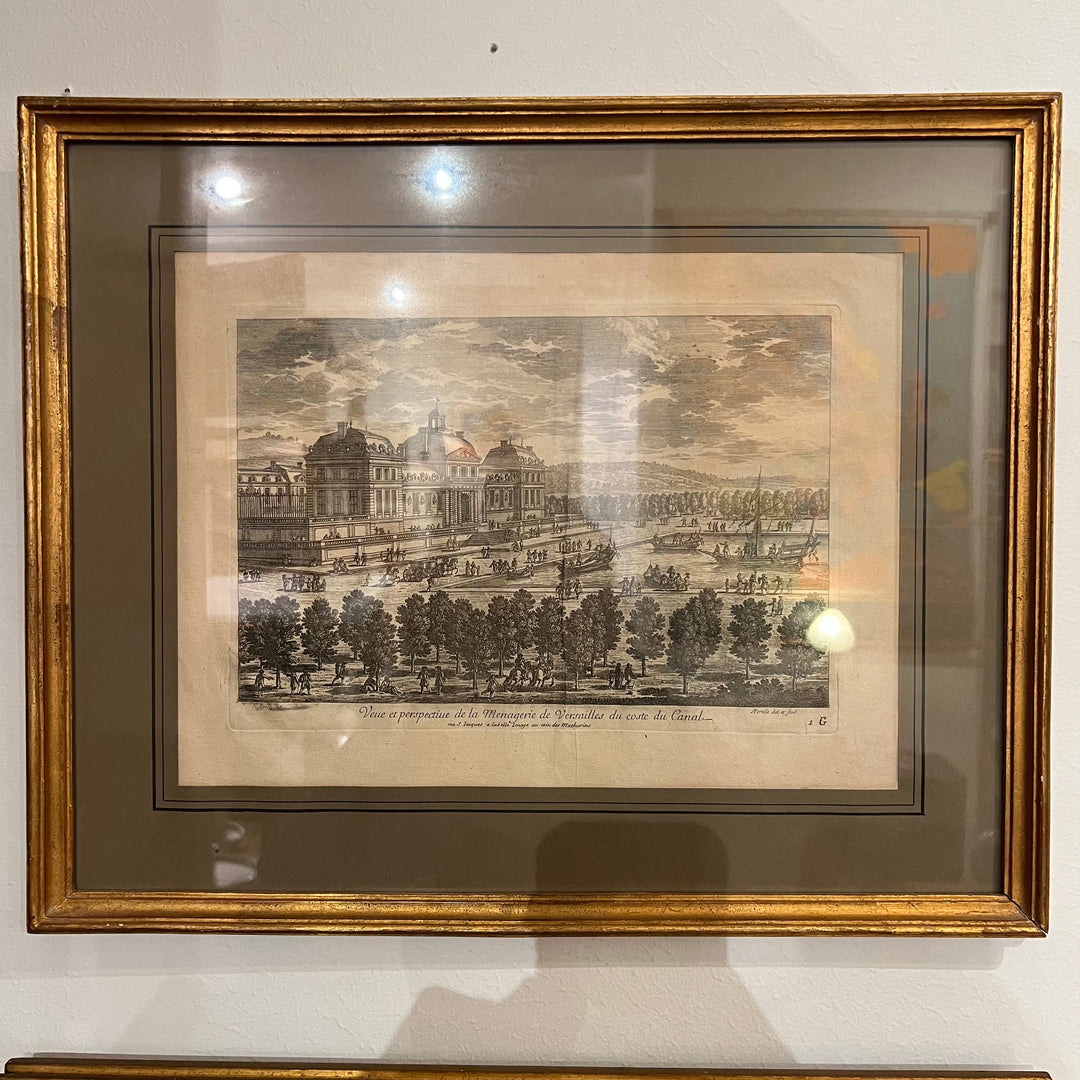 Framed Antique Engraved Print of Versailles #1