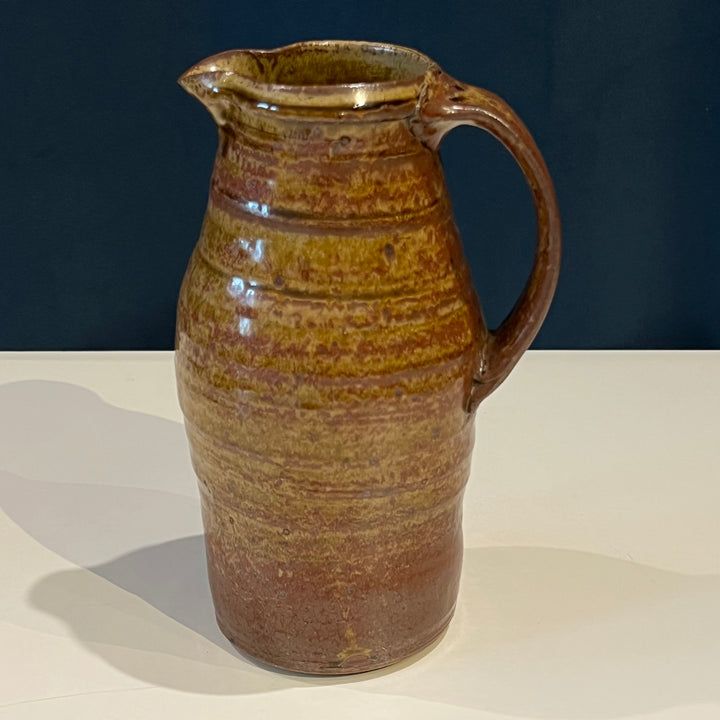 Brown Studio Pottery Ceramic Pitcher, Marked “GC”
