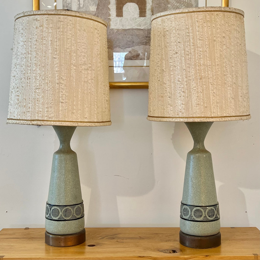 Pale Green Plasto Table Lamp w/Textured Shade