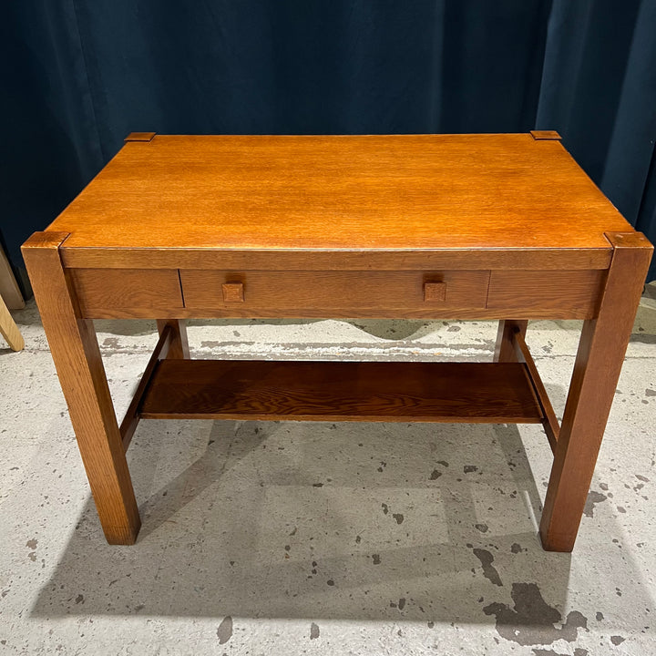 Antique Mission Writing Desk w/Tiger Oak Veneer Top