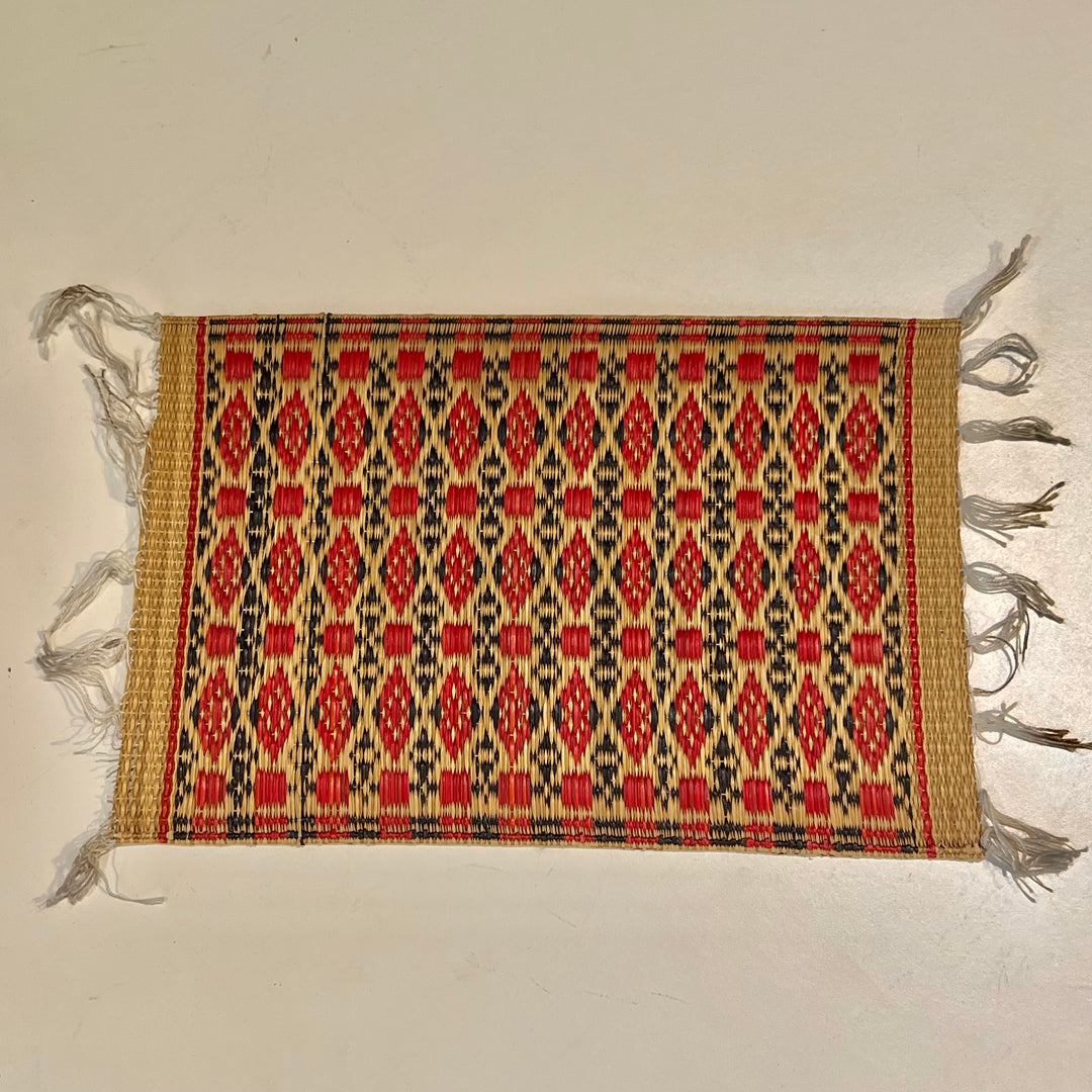 Japanese Woven Placemat w/Red & Black Pattern #1