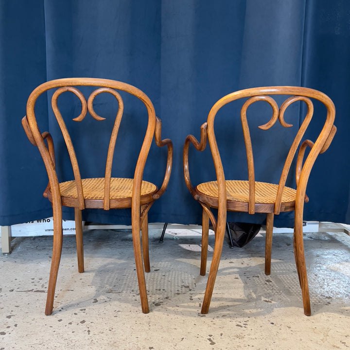 1930s-era Romanian Thonet Bentwood Armchair w/Caned Seat