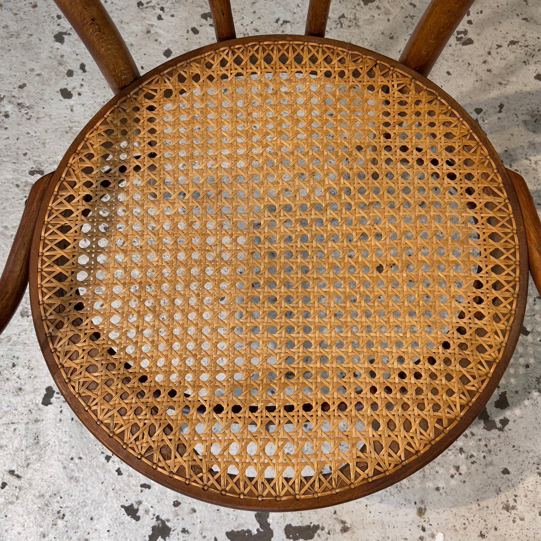 1930s-era Romanian Thonet Bentwood Armchair w/Caned Seat