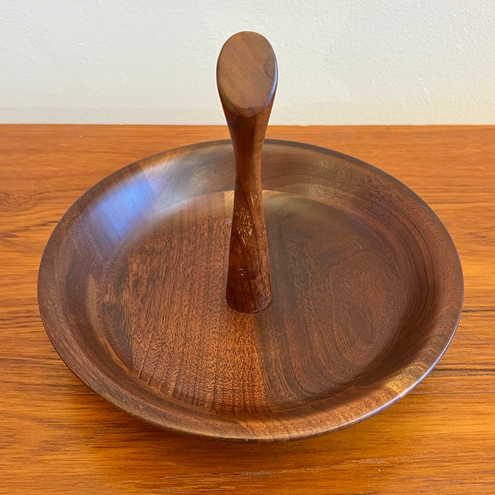 8” Walnut Snack Dish w/Handle