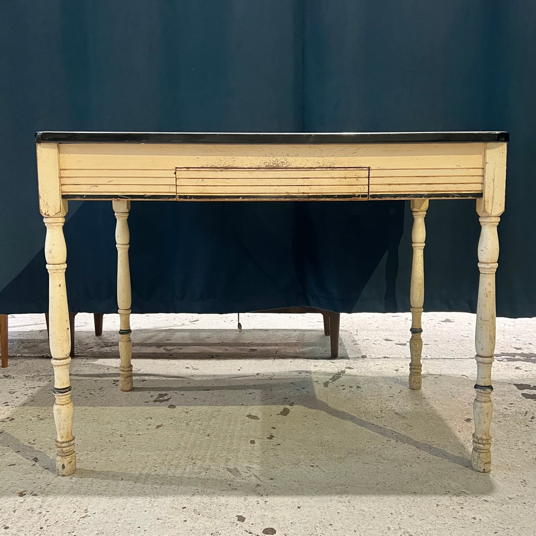 1930s Enamel-Topped Kitchen Table w/Drawer