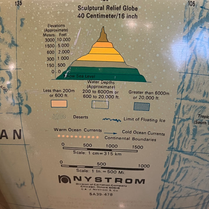 Vintage Nystrom 16” Relief Globe (2)