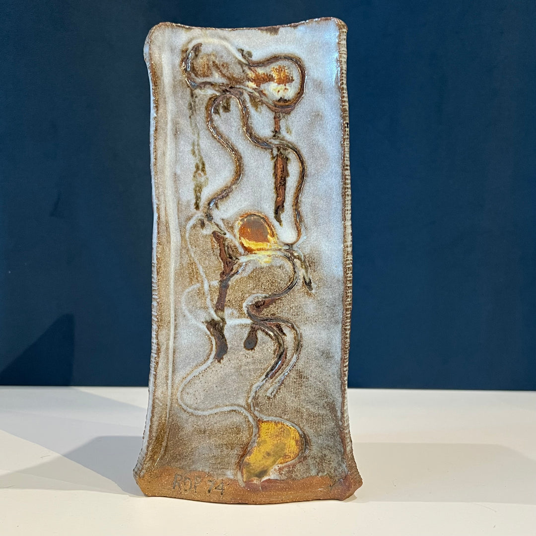 Triangular Studio Pottery Ceramic Vase, Signed “RDP”