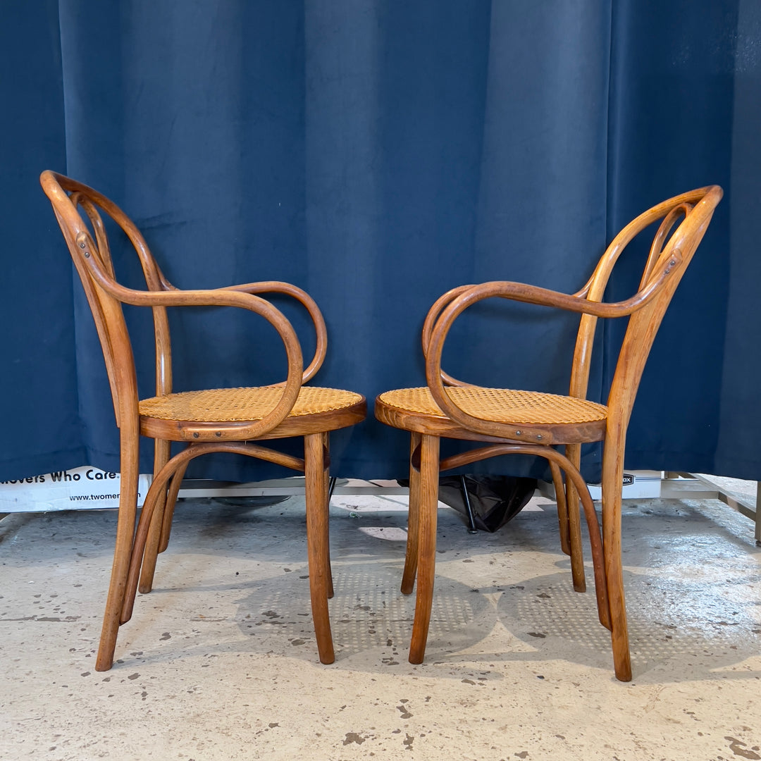 1930s-era Romanian Thonet Bentwood Armchair w/Caned Seat