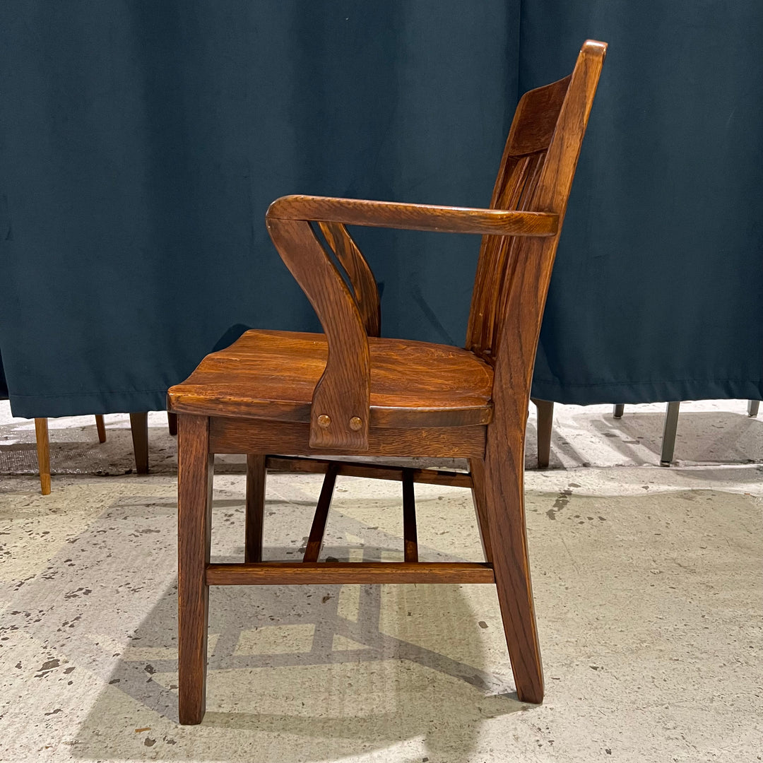 1920s Solid Oak Slat Back Armchair #2