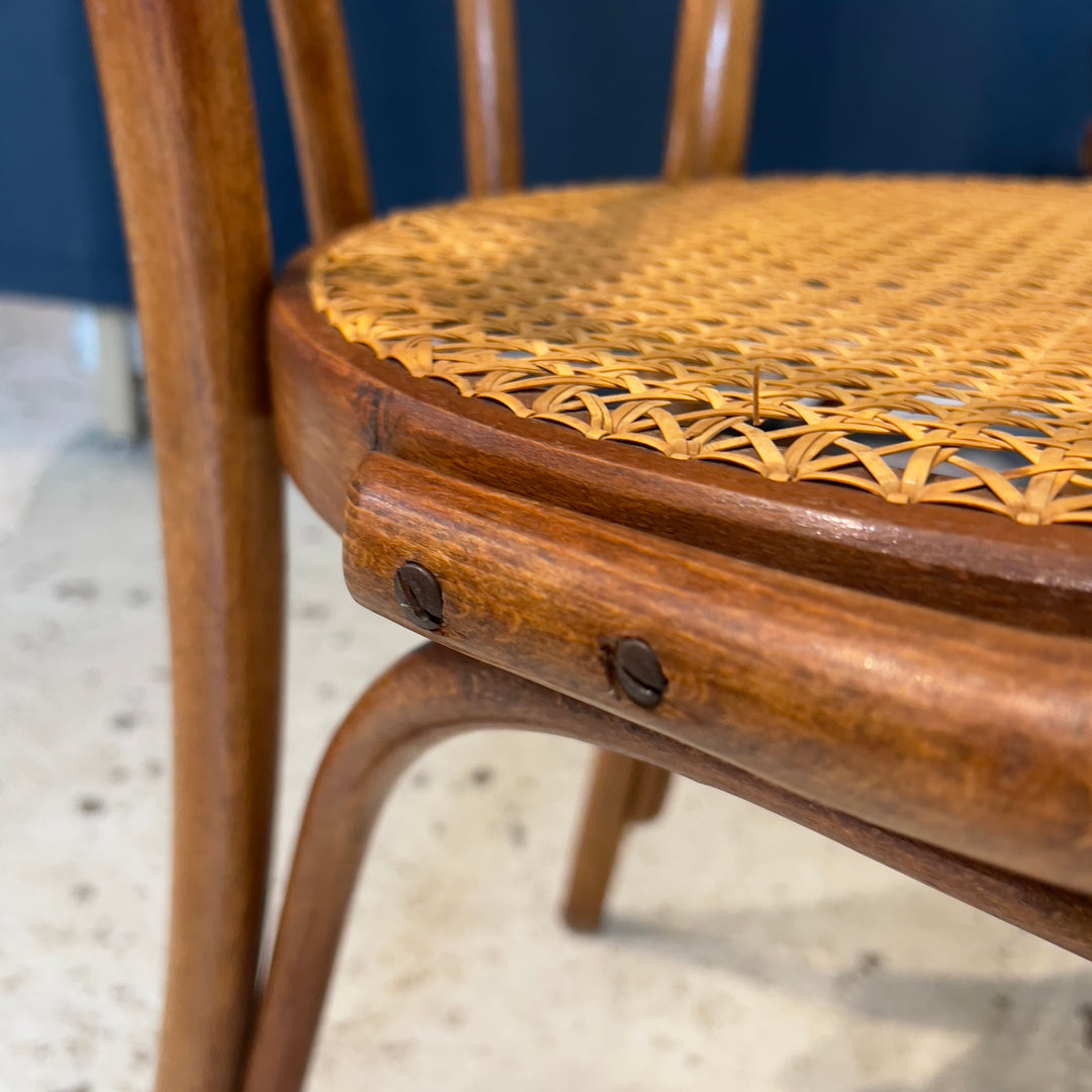 1930s-era Romanian Thonet Bentwood Armchair w/Caned Seat