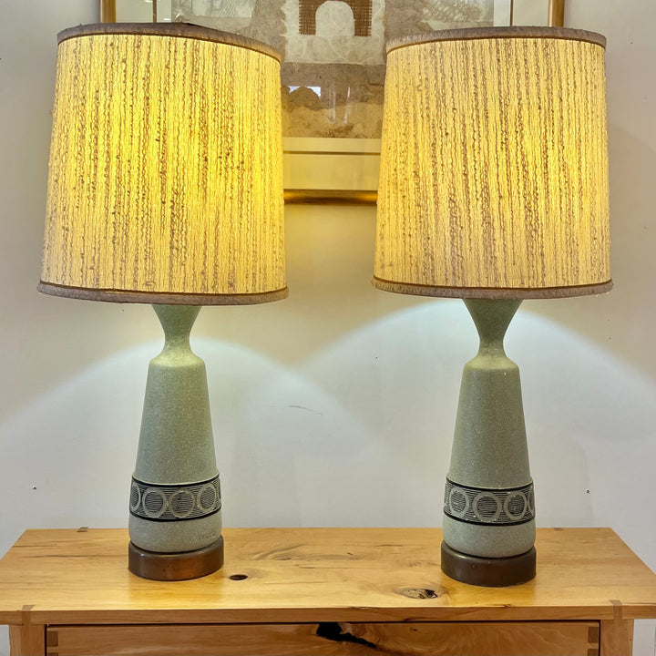 Pale Green Plasto Table Lamp w/Textured Shade