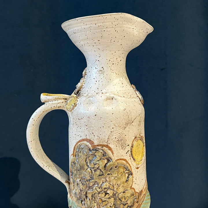 Tall Studio Pottery Ceramic Pitcher w/Landscape