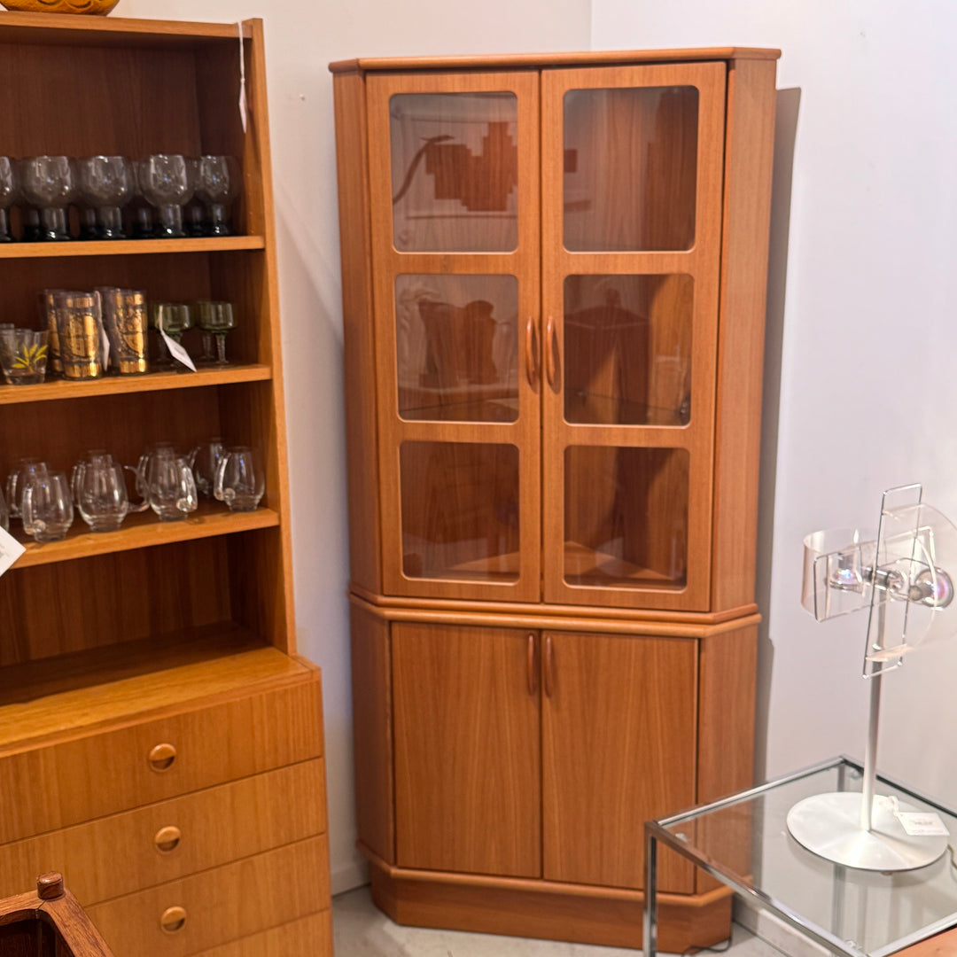 Danish Corner Cabinet With Light