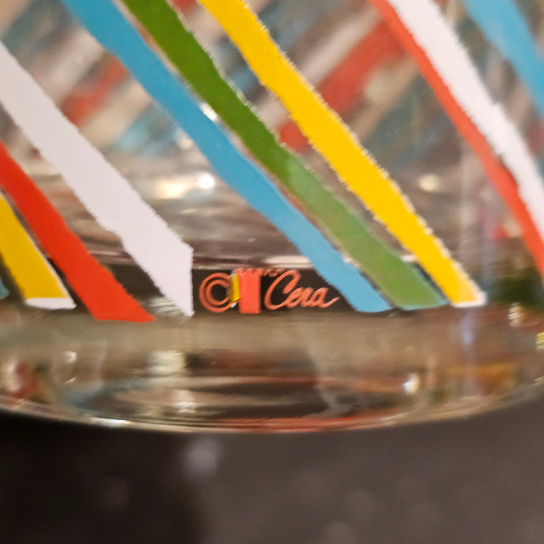 (6) Cera Primary Swirls Double Rocks Glasses