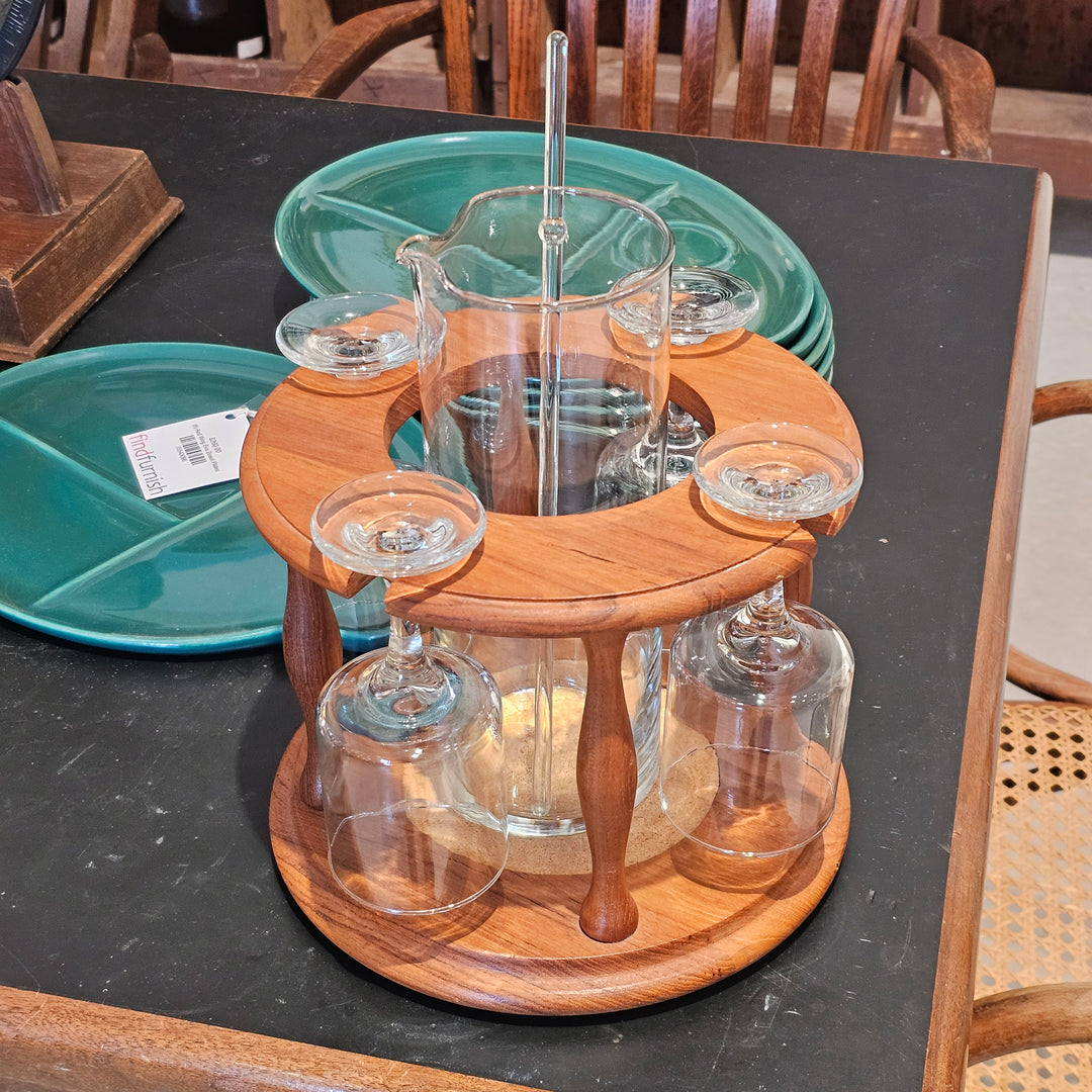 6pc Good Wood Cocktail Set w/Teak Holder