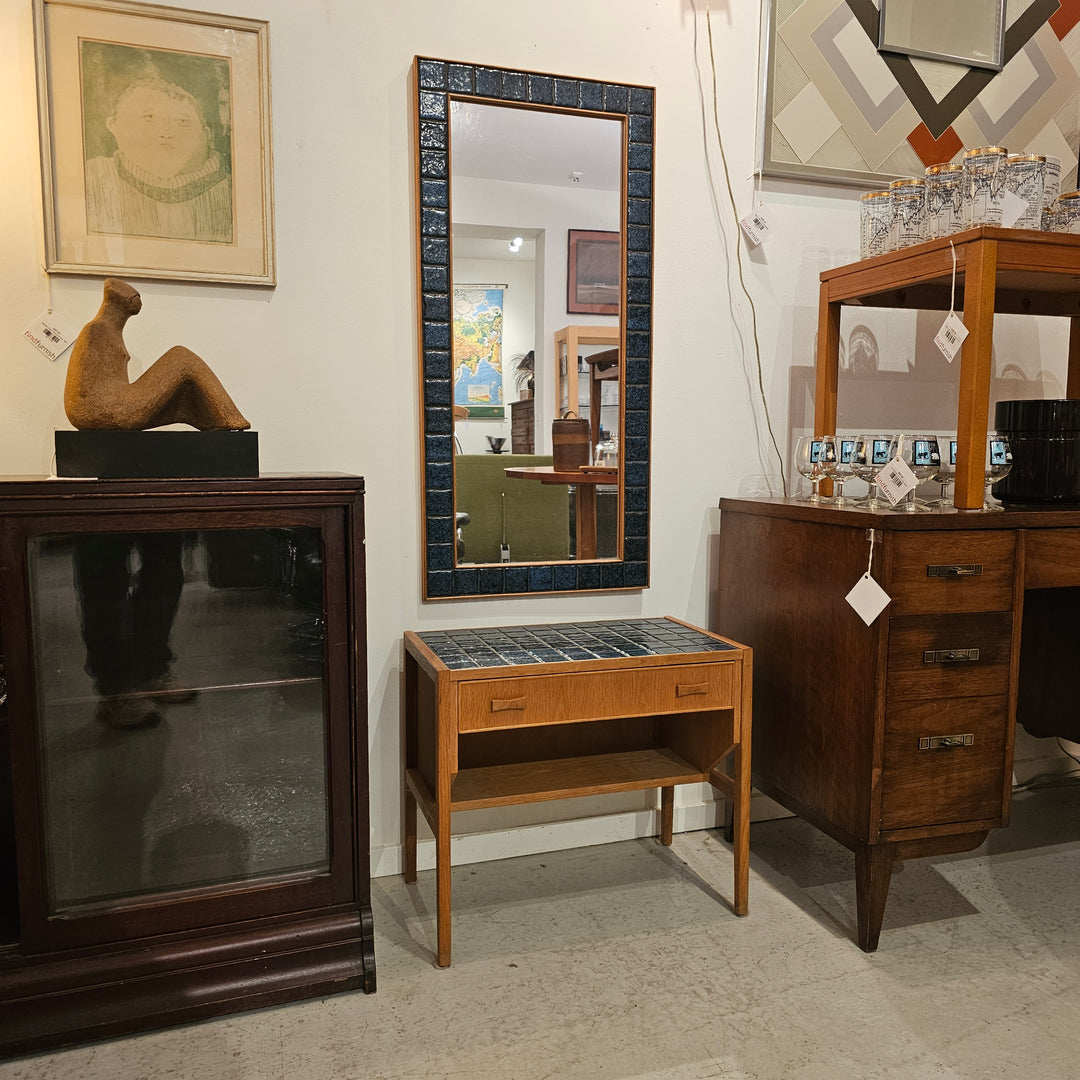 Scandinavian Oak and Tile Bench w/ Matching Mirror